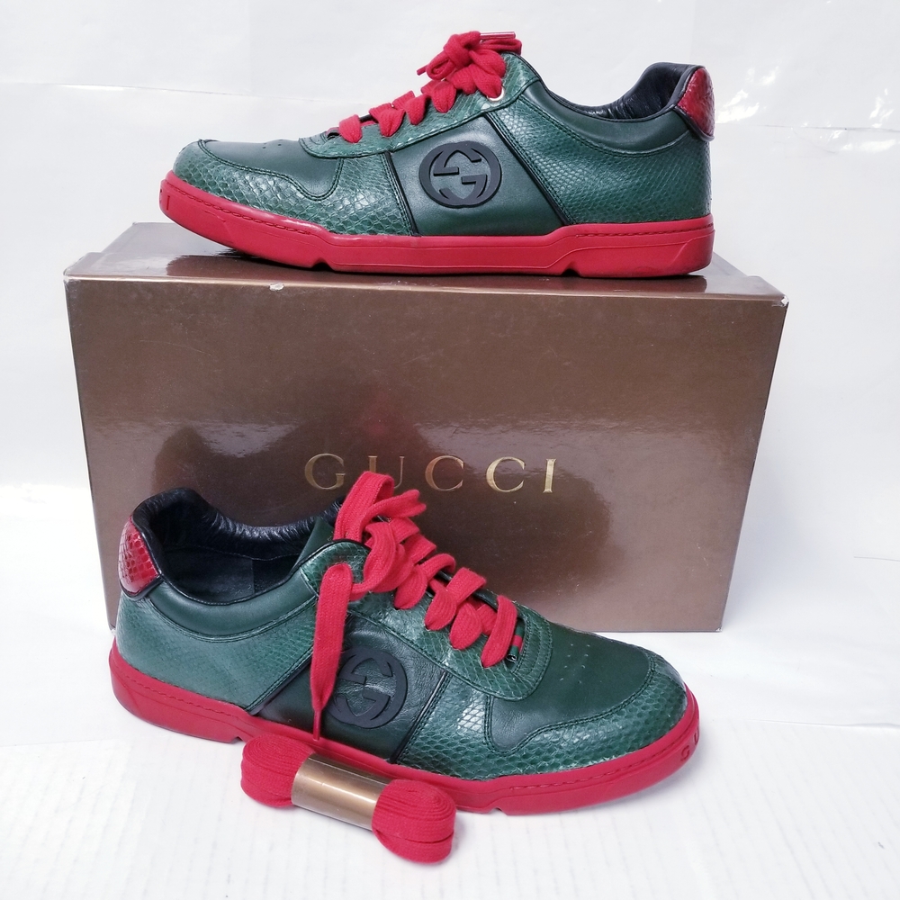 Gucci Men's Green and Red Sneakers